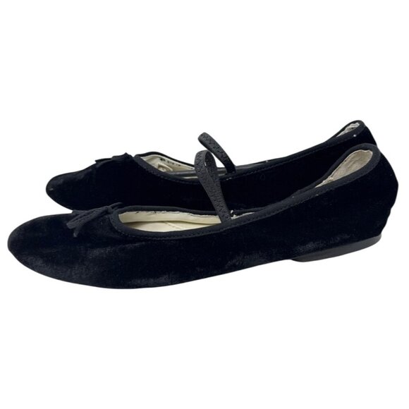 FD Flower Girl Design Black Velvet Ballet Flats with Bow & Elastic Strap - Picture 3 of 6